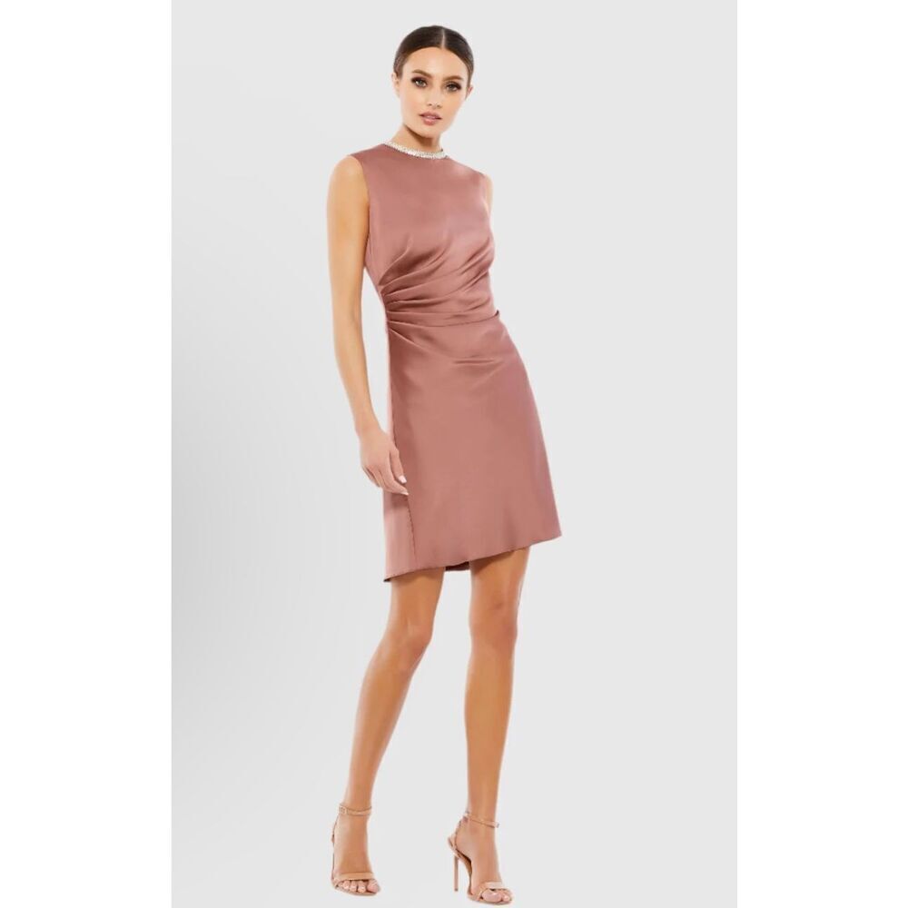Mac Duggal NWT size 4 jeweled neck cocktail dress style 55697 mauve